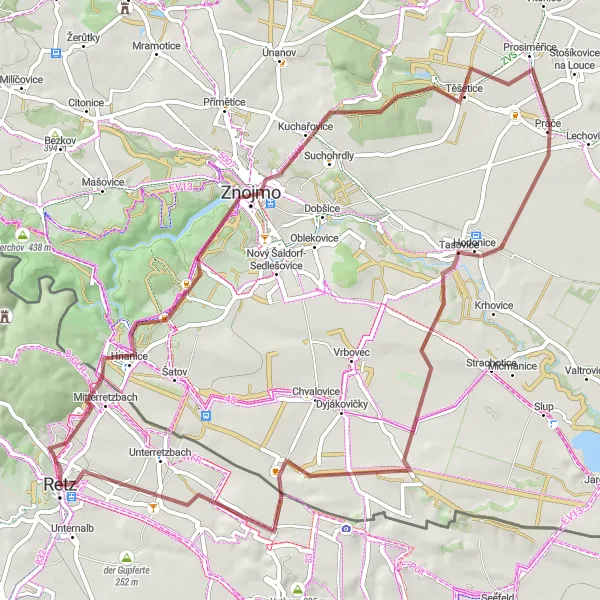 Map miniature of "The Gravel Ride" cycling inspiration in Niederösterreich, Austria. Generated by Tarmacs.app cycling route planner