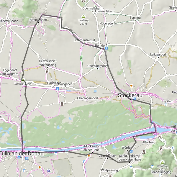 Miniatuurkaart van de fietsinspiratie "Rondrit van Sankt Andrä vor dem Hagenthale naar Tulln an der Donau" in Niederösterreich, Austria. Gemaakt door de Tarmacs.app fietsrouteplanner