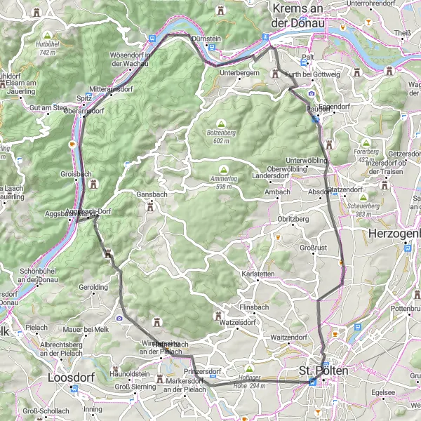 Karten-Miniaturansicht der Radinspiration "Die Burgen und Klöster des Waldviertels" in Niederösterreich, Austria. Erstellt vom Tarmacs.app-Routenplaner für Radtouren
