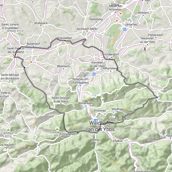 Map miniature of "Eis alles machmere Bergzeit Schneider-SF Erhat Petra-Kienfeld" cycling inspiration in Niederösterreich, Austria. Generated by Tarmacs.app cycling route planner