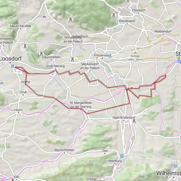 Karten-Miniaturansicht der Radinspiration "Naturerlebnis Sierninger Berg" in Niederösterreich, Austria. Erstellt vom Tarmacs.app-Routenplaner für Radtouren