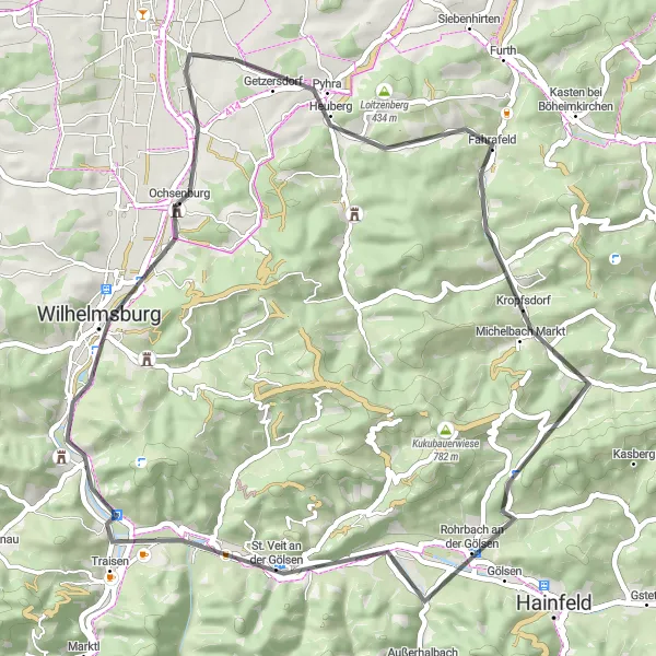 Karten-Miniaturansicht der Radinspiration "Panoramastraßen-Tour" in Niederösterreich, Austria. Erstellt vom Tarmacs.app-Routenplaner für Radtouren