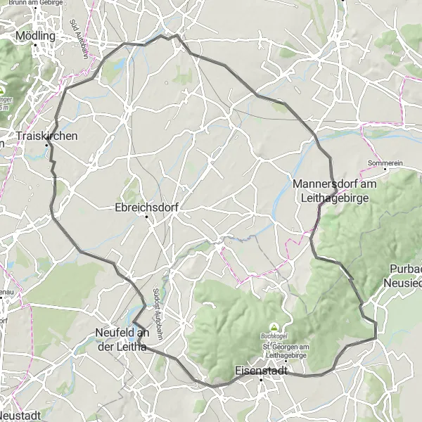Miniatura della mappa di ispirazione al ciclismo "Castelli e natura incontaminata" nella regione di Niederösterreich, Austria. Generata da Tarmacs.app, pianificatore di rotte ciclistiche