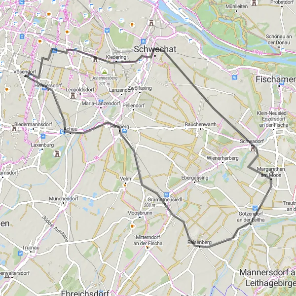 Karten-Miniaturansicht der Radinspiration "Idyllische Radtour um Vösendorf" in Niederösterreich, Austria. Erstellt vom Tarmacs.app-Routenplaner für Radtouren