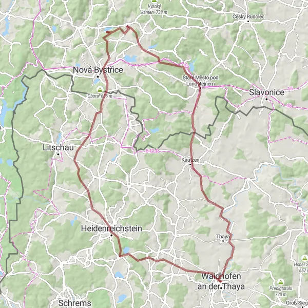 Miniature de la carte de l'inspiration cycliste "Les Collines et Forêts Autour de Waidhofen" dans la Niederösterreich, Austria. Générée par le planificateur d'itinéraire cycliste Tarmacs.app