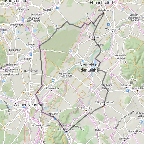 Miniatuurkaart van de fietsinspiratie "Roadtrip Door De Natuur van Niederösterreich" in Niederösterreich, Austria. Gemaakt door de Tarmacs.app fietsrouteplanner