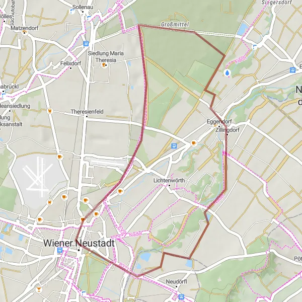 Miniaturní mapa "Cyklistická trasa Zillingdorf" inspirace pro cyklisty v oblasti Niederösterreich, Austria. Vytvořeno pomocí plánovače tras Tarmacs.app