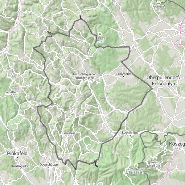 Map miniature of "Bucklige Welt Epic Challenge" cycling inspiration in Niederösterreich, Austria. Generated by Tarmacs.app cycling route planner
