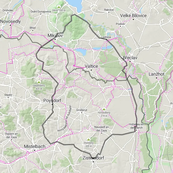 Kartminiatyr av "Landsvägscykling till Vyhlídková věž Lednická kolonáda" cykelinspiration i Niederösterreich, Austria. Genererad av Tarmacs.app cykelruttplanerare