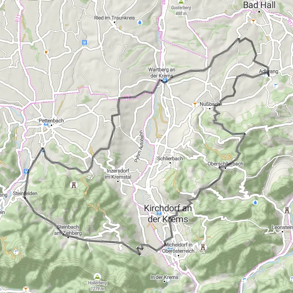 Map miniature of "Adlwang Circuit" cycling inspiration in Oberösterreich, Austria. Generated by Tarmacs.app cycling route planner