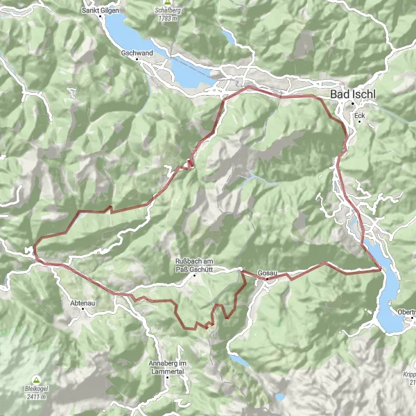 Miniaturní mapa "Gravel do Hornspitzu" inspirace pro cyklisty v oblasti Oberösterreich, Austria. Vytvořeno pomocí plánovače tras Tarmacs.app