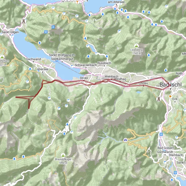 Kartminiatyr av "Grusvei sykkeltur fra Bad Ischl" sykkelinspirasjon i Oberösterreich, Austria. Generert av Tarmacs.app sykkelrutoplanlegger