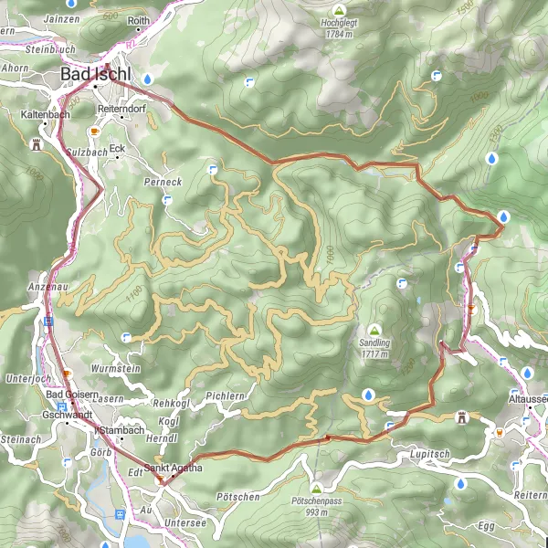 Karten-Miniaturansicht der Radinspiration "Gravel Tour rund um Bad Ischl" in Oberösterreich, Austria. Erstellt vom Tarmacs.app-Routenplaner für Radtouren