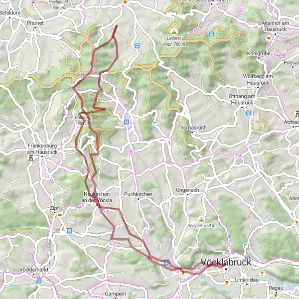 Miniatuurkaart van de fietsinspiratie "Verkenning van de Salzkammergut-regio" in Oberösterreich, Austria. Gemaakt door de Tarmacs.app fietsrouteplanner