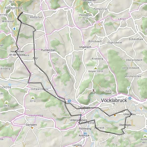 Karten-Miniaturansicht der Radinspiration "Rundfahrt durch Neukirchen an der Vöckla" in Oberösterreich, Austria. Erstellt vom Tarmacs.app-Routenplaner für Radtouren