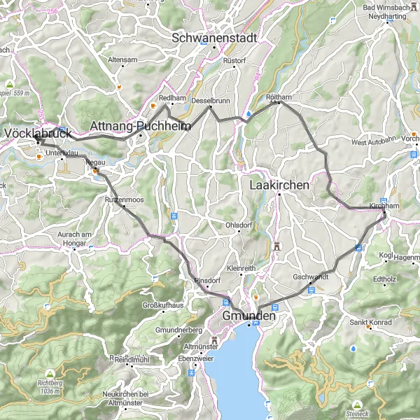 Kartminiatyr av "Storslagen Natur Runt Dürnau" cykelinspiration i Oberösterreich, Austria. Genererad av Tarmacs.app cykelruttplanerare