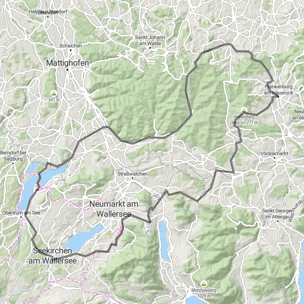 Kartminiatyr av "Frankenburg til Hengstberg runde" sykkelinspirasjon i Oberösterreich, Austria. Generert av Tarmacs.app sykkelrutoplanlegger