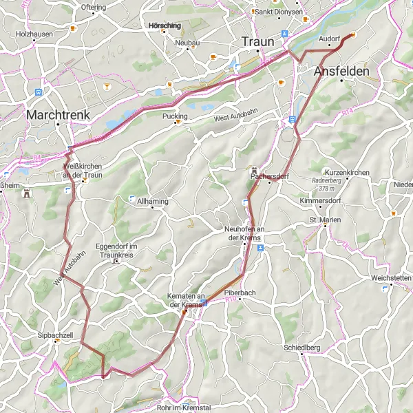 Miniaturekort af cykelinspirationen "Grundlæggende, men udfordrende rute i Oberösterreich" i Oberösterreich, Austria. Genereret af Tarmacs.app cykelruteplanlægger