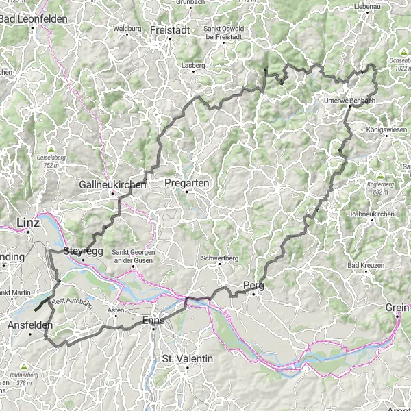 Miniaturní mapa "Okruhová cyklistická trasa Freindorf - Freindorf" inspirace pro cyklisty v oblasti Oberösterreich, Austria. Vytvořeno pomocí plánovače tras Tarmacs.app