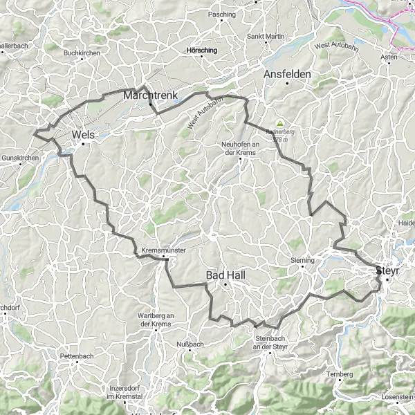 Miniatura mapy "Trasa rowerowa z Garsten przez Adlwang" - trasy rowerowej w Oberösterreich, Austria. Wygenerowane przez planer tras rowerowych Tarmacs.app