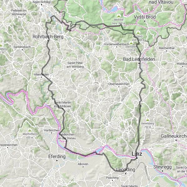 Zemljevid v pomanjšavi "Naporna a vredna avantura" kolesarske inspiracije v Oberösterreich, Austria. Generirano z načrtovalcem kolesarskih poti Tarmacs.app