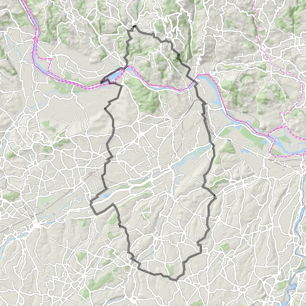 Karttaminiaatyyri "Gramastetten - Ottensheim Road Cycling Route" pyöräilyinspiraatiosta alueella Oberösterreich, Austria. Luotu Tarmacs.app pyöräilyreittisuunnittelijalla