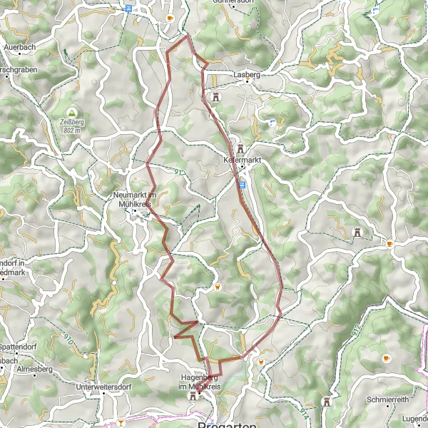 Miniaturekort af cykelinspirationen "Hyggelig tur ved Neumarkt im Mühlkreis" i Oberösterreich, Austria. Genereret af Tarmacs.app cykelruteplanlægger