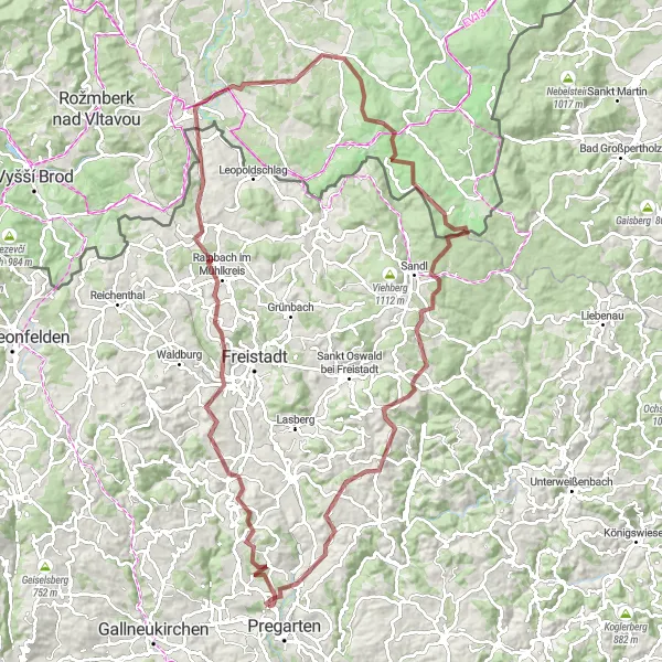 Miniaturekort af cykelinspirationen "Bjergcykling ved Neumarkt im Mühlkreis" i Oberösterreich, Austria. Genereret af Tarmacs.app cykelruteplanlægger