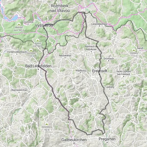 Miniaturní mapa "Okolí Hagenbergu a kolem Freistadtu" inspirace pro cyklisty v oblasti Oberösterreich, Austria. Vytvořeno pomocí plánovače tras Tarmacs.app