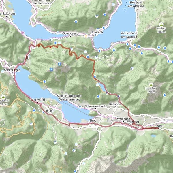 Mapa miniatúra "Theresienstein Trail" cyklistická inšpirácia v Oberösterreich, Austria. Vygenerované cyklistickým plánovačom trás Tarmacs.app