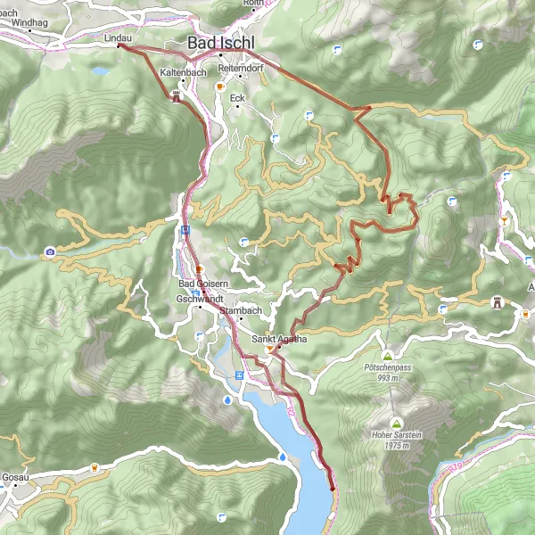 Miniatuurkaart van de fietsinspiratie "Gravelavontuur rondom Hallstätter See" in Oberösterreich, Austria. Gemaakt door de Tarmacs.app fietsrouteplanner