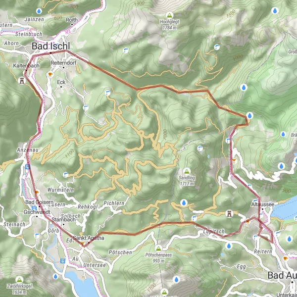 Miniaturekort af cykelinspirationen "Grus- og bjergoplevelse gennem storslået natur med 1022 meters stigning og 45 km distance" i Oberösterreich, Austria. Genereret af Tarmacs.app cykelruteplanlægger