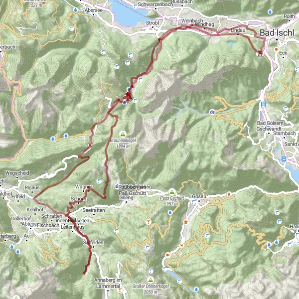 Miniature de la carte de l'inspiration cycliste "Le Tour des Alpages" dans la Oberösterreich, Austria. Générée par le planificateur d'itinéraire cycliste Tarmacs.app
