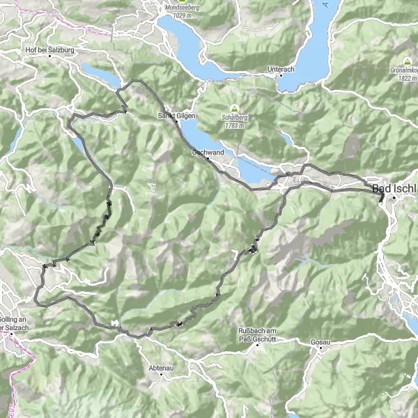 Kartminiatyr av "Kaltenbach - Strobl Weinbach - Kalvarienberg Circuit" sykkelinspirasjon i Oberösterreich, Austria. Generert av Tarmacs.app sykkelrutoplanlegger