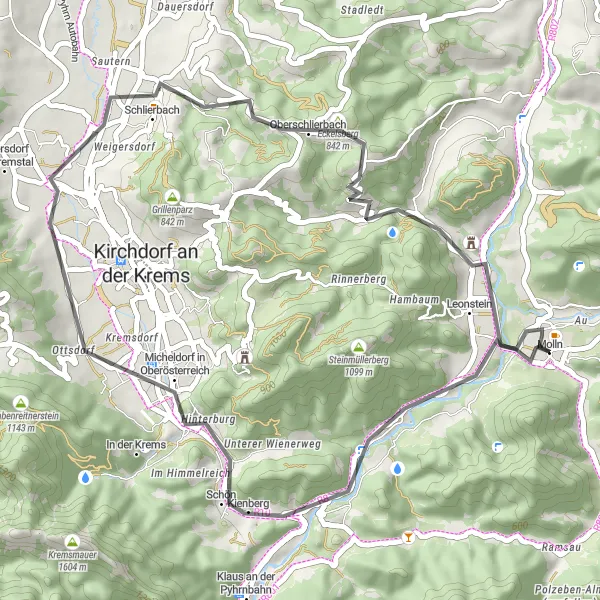 Miniaturní mapa "Trasa Molln - Rinnende Mauer" inspirace pro cyklisty v oblasti Oberösterreich, Austria. Vytvořeno pomocí plánovače tras Tarmacs.app