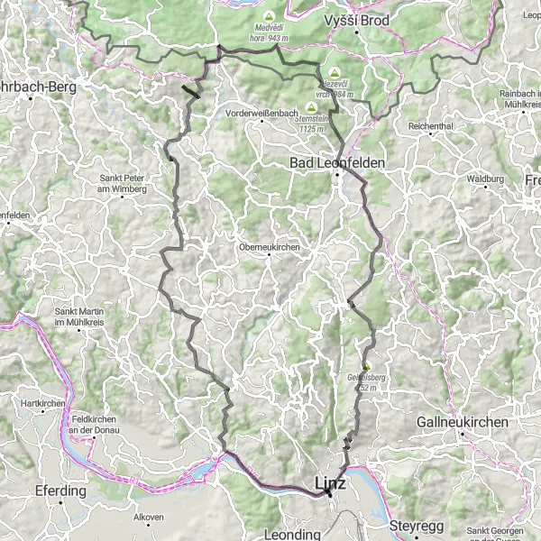 Map miniature of "Climbing Adventure to Schloss" cycling inspiration in Oberösterreich, Austria. Generated by Tarmacs.app cycling route planner