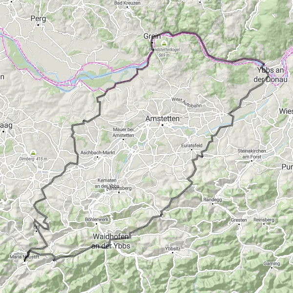 Miniatuurkaart van de fietsinspiratie "Verborgen Schatten van de Donauvallei" in Oberösterreich, Austria. Gemaakt door de Tarmacs.app fietsrouteplanner