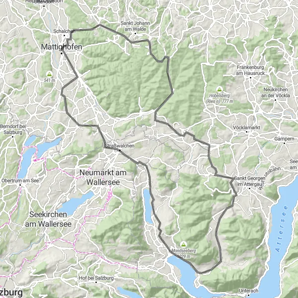 Map miniature of "Mattighofen and Upper Austria" cycling inspiration in Oberösterreich, Austria. Generated by Tarmacs.app cycling route planner