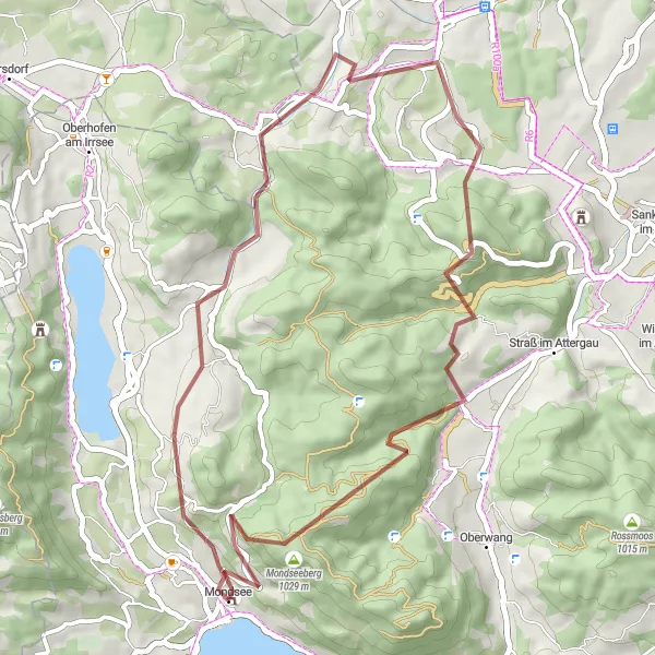 Map miniature of "Lake District Gravel Tour" cycling inspiration in Oberösterreich, Austria. Generated by Tarmacs.app cycling route planner