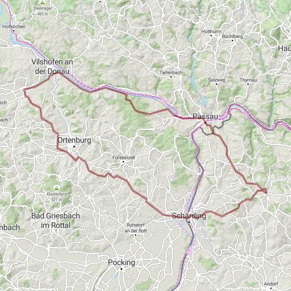 Map miniature of "Bad Höhenstadt to Hochbuch Gravel Loop" cycling inspiration in Oberösterreich, Austria. Generated by Tarmacs.app cycling route planner