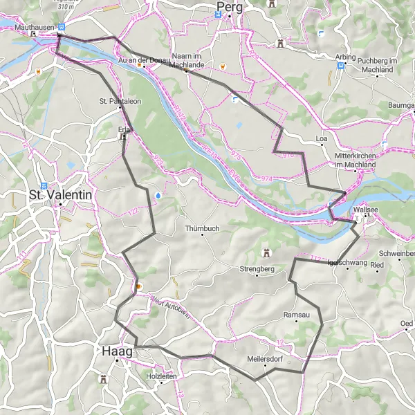 Miniaturní mapa "Road Schloss Wallsee - Naarn im Machlande" inspirace pro cyklisty v oblasti Oberösterreich, Austria. Vytvořeno pomocí plánovače tras Tarmacs.app