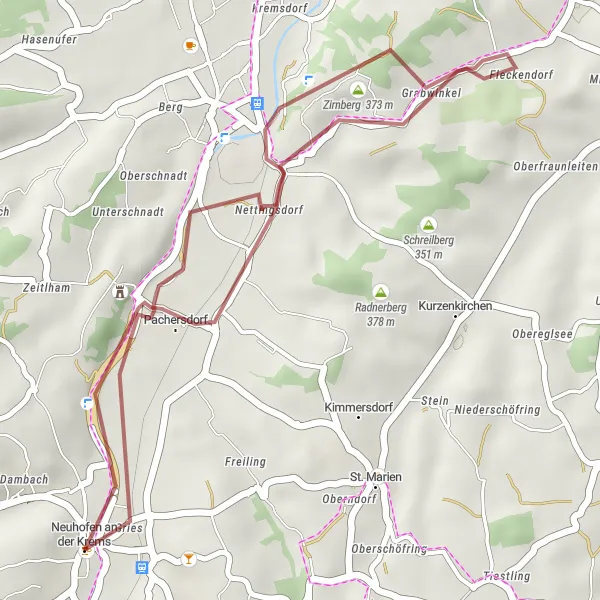 Miniatua del mapa de inspiración ciclista "Ruta de ciclismo de gravilla Neuhofen an der Krems - Zirnberg - Schloss Gschwendt" en Oberösterreich, Austria. Generado por Tarmacs.app planificador de rutas ciclistas