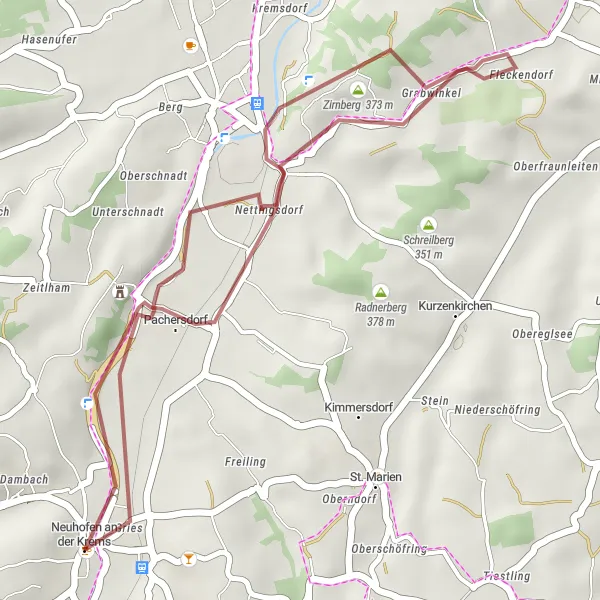 Miniaturní mapa "Gravelová Trasa Kolem Hradů" inspirace pro cyklisty v oblasti Oberösterreich, Austria. Vytvořeno pomocí plánovače tras Tarmacs.app