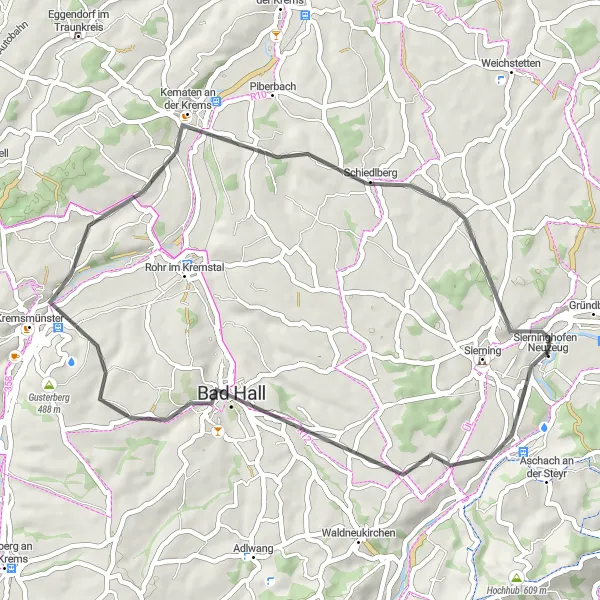 Miniaturní mapa "Kulturní okruh kolem Pfarrkirchenu" inspirace pro cyklisty v oblasti Oberösterreich, Austria. Vytvořeno pomocí plánovače tras Tarmacs.app