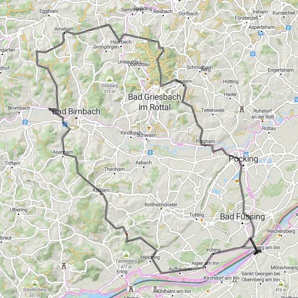 Miniature de la carte de l'inspiration cycliste "Le circuit des monastères et des collines" dans la Oberösterreich, Austria. Générée par le planificateur d'itinéraire cycliste Tarmacs.app