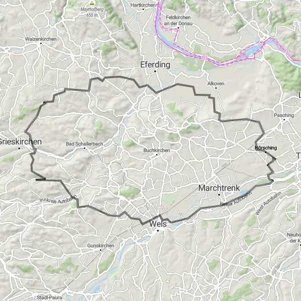 Miniaturekort af cykelinspirationen "Scenic Road Cycling Route from Oedt" i Oberösterreich, Austria. Genereret af Tarmacs.app cykelruteplanlægger