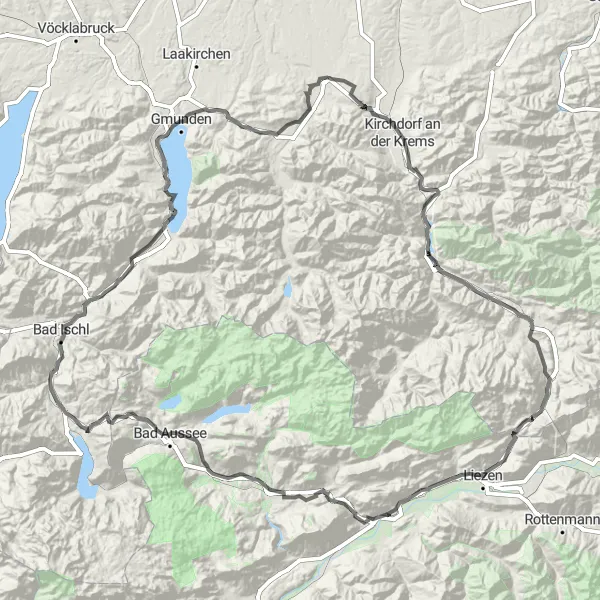 Miniaturní mapa "Road Tour through Upper Austria" inspirace pro cyklisty v oblasti Oberösterreich, Austria. Vytvořeno pomocí plánovače tras Tarmacs.app