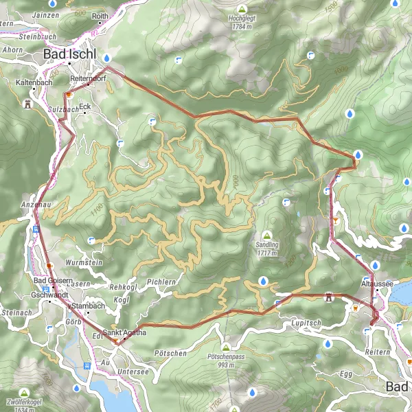 Map miniature of "Scenic Gravel Loop near Reiterndorf" cycling inspiration in Oberösterreich, Austria. Generated by Tarmacs.app cycling route planner