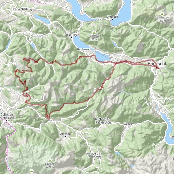 Map miniature of "Epic Gravel Adventure with Legendary Climbs" cycling inspiration in Oberösterreich, Austria. Generated by Tarmacs.app cycling route planner