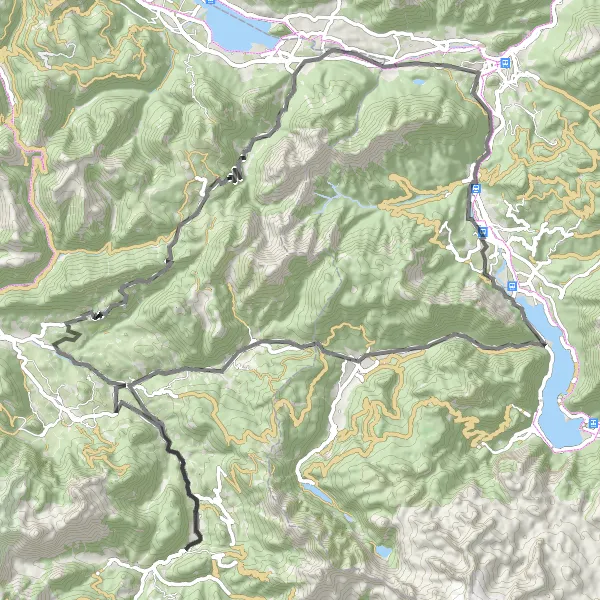 Map miniature of "Journey to the Upper Ridges" cycling inspiration in Oberösterreich, Austria. Generated by Tarmacs.app cycling route planner